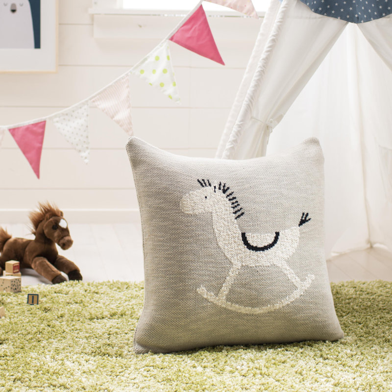 Tater Trot 20" Gray and Black Cotton Nursery Pillow