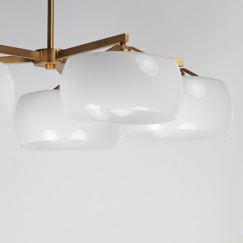 Lustre émaillé, Laiton vieilli naturel, 5 Lights