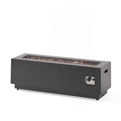 40" Outdoor 50,000 BTU Rectangular Iron Propane Fire Pit, Dark Grey (Tank Cover Not Included)