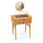 Small Vanity Desk with Mirror, Tempered Glass Top Bamboo Makeup Table with 2 Pull-Out Drawers