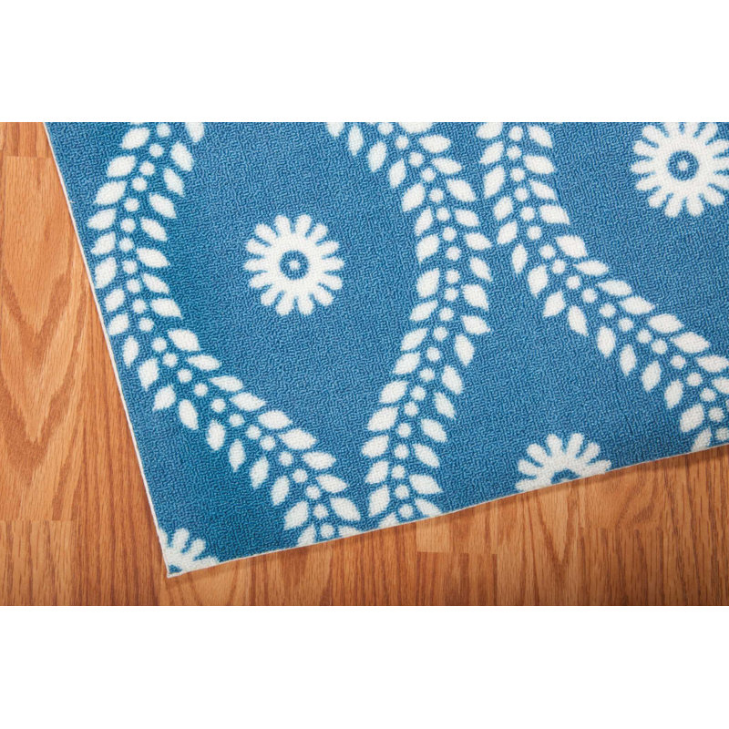Tapis intérieur / extérieur bleu marine Bertran, Rectangle 4 pi 3 po x 6 pi 3 po