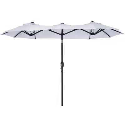 Outsunny Double-Sided Patio Umbrella 9.5' Large Outdoor Market Umbrella With Push Button Tilt And Crank, 3 Air Vents And 12 Ribs, For Garden, Deck, Pool