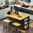 48-Inch Kitchen Island - Folding Kitchen Leaf + Electrical Outlet + 2 Bar Stools, 5-Wheel Rolling Kitchen Storage Cart With 5 Side Shelves-161944454