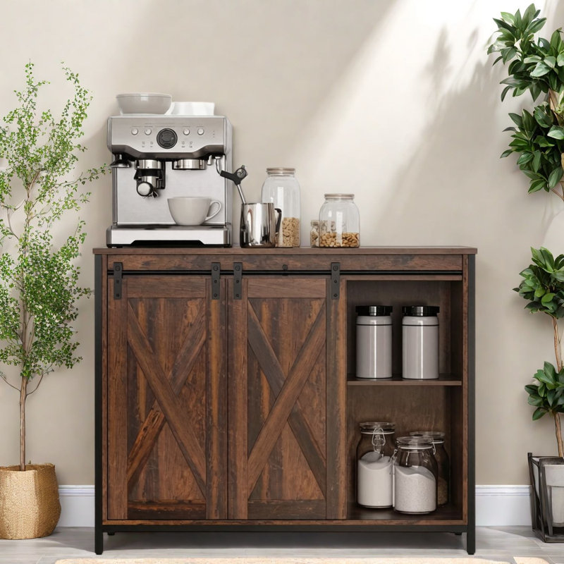 Space Saving Sideboards & Buffets with Storage, MDF Steel Rustic Farmhouse