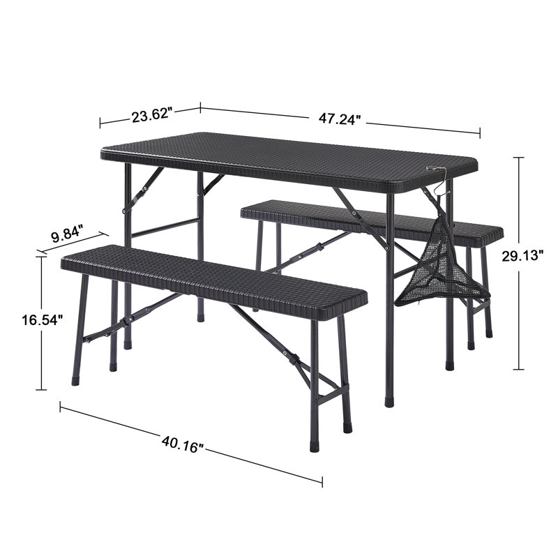 Bevilacqua Ebern Designs 47.24'' Black Foldable Poker Table