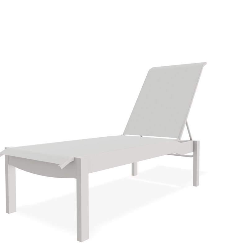 Chaise longue sans accoudoirs empilable en polymère avec accoudoirs Leeward, Neige, Blanc 6D Sunbrella®