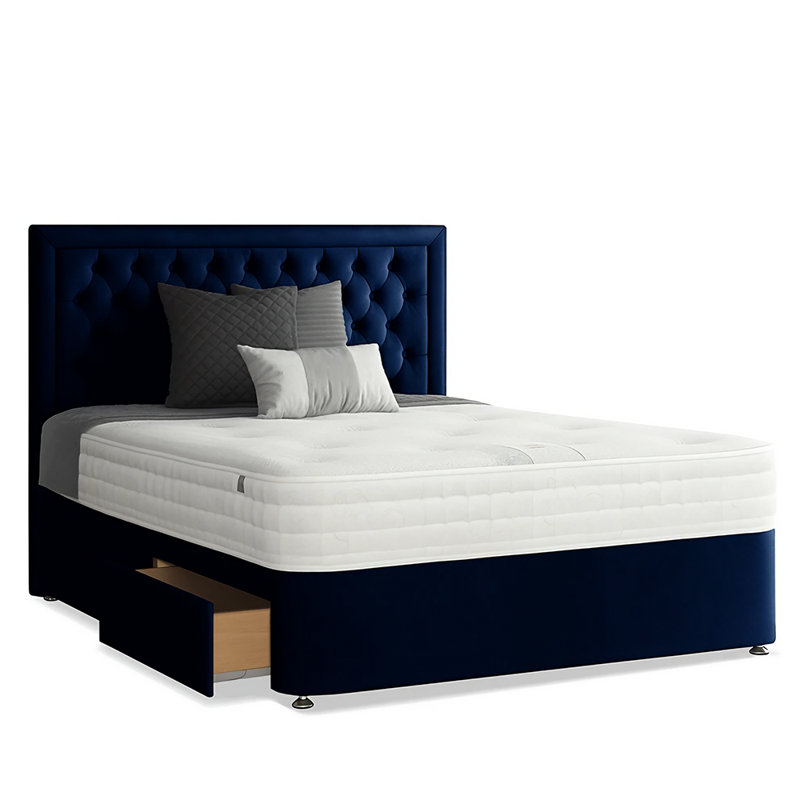 Urbank Divan Bed Base, 2 Left Drawers, Royal Blue, Single (3')