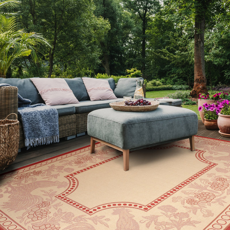 Havza Performance Floral Indoor/Outdoor Area Rug, Rectangle 4' x 5'7"