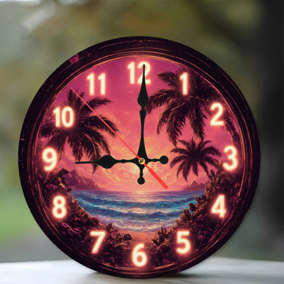 Horloge effet néon Tropical Sunset Beach