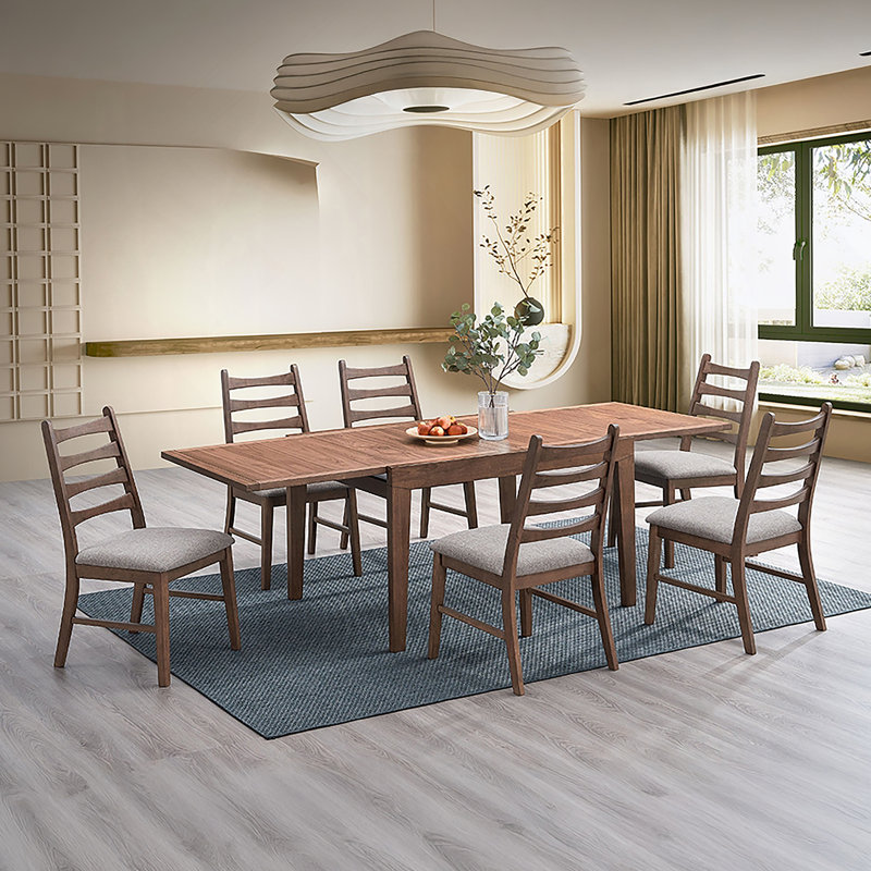 Table de salle à manger 7 pièces, 7 pièces : table, 6 chaises, Beige