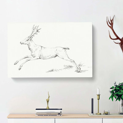 Jumping Deer Stag by Jean Bernard - Wrapped Canvas