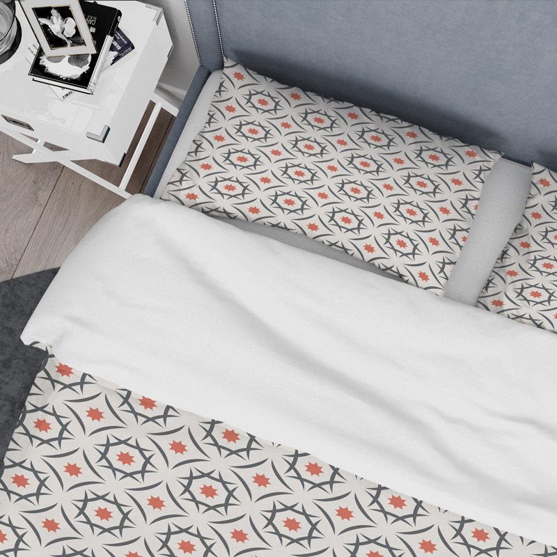 Ensemble de housse de couette abstraite Mid-Century, Housse de couette très grand + 2 taies décoratives