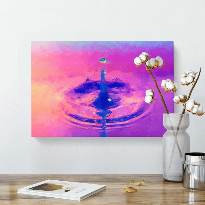 Rebound Water Droplet In Abstract - Wrapped Canvas, 35cm H x 50cm W x 3cm D