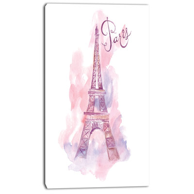 Eiffel Tower In Purple - Wrapped Canvas Print
