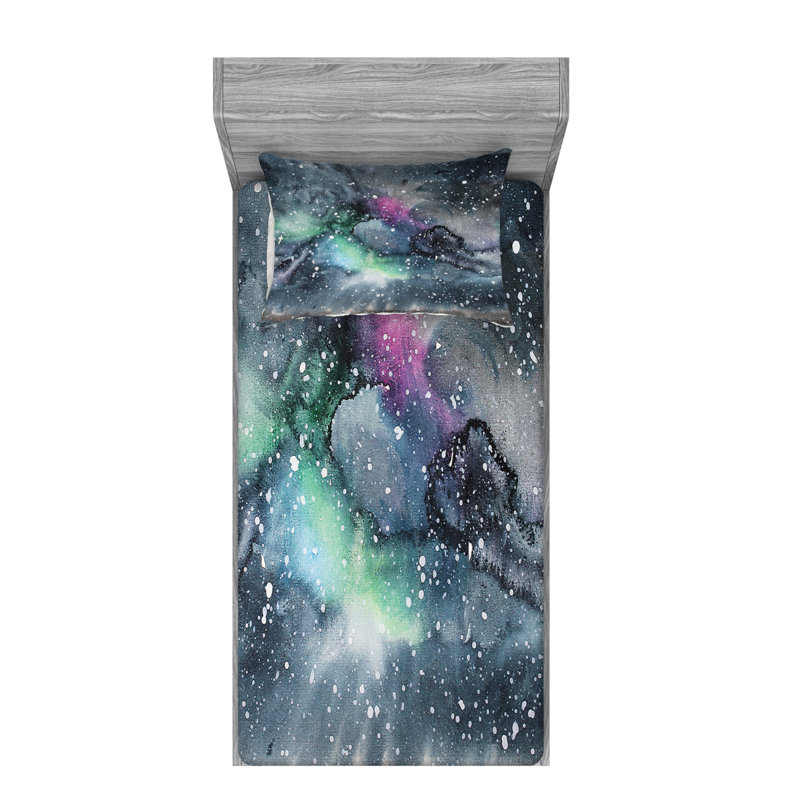 Microfiber Abstract Sheet Set, Twin Sheet Set with Fitted Sheet