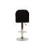 Tabouret de bar noir en similicuir avec base ergonomique en tissu et composants métalliques