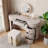 39.37"Simple Cream Style Solid Wood Saddle Leather Vanity Set
