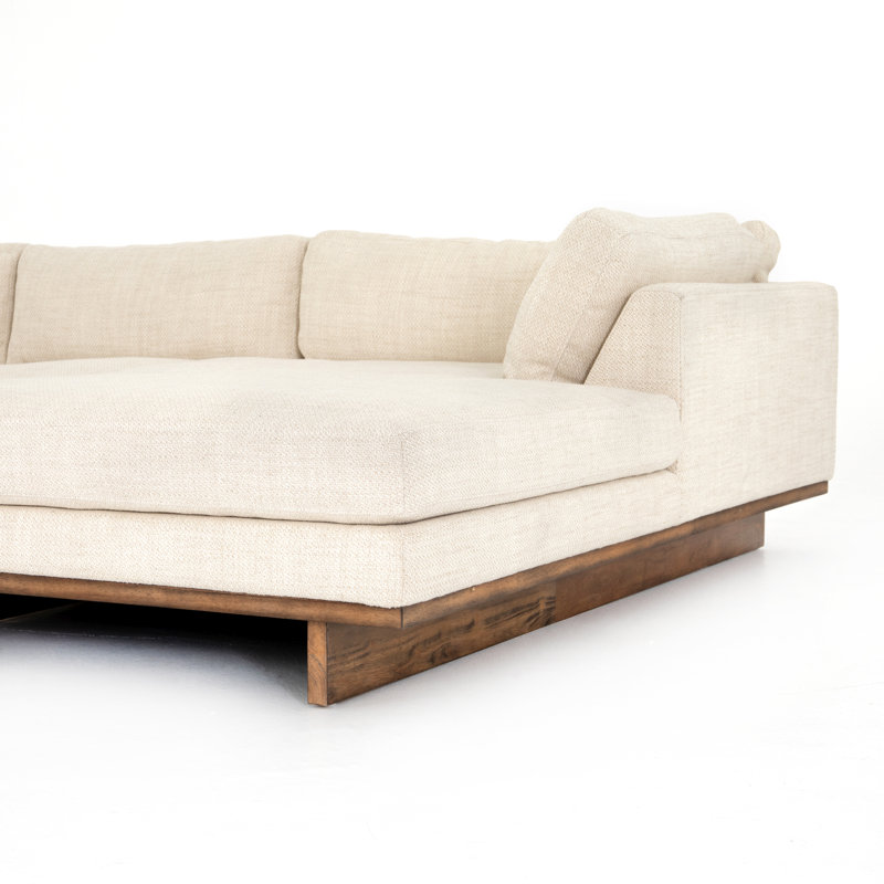 Everly Chaise Sectional, Right Hand Facing, 32" H x 133" W x 86" D, Irving Taupe Polyester Blend