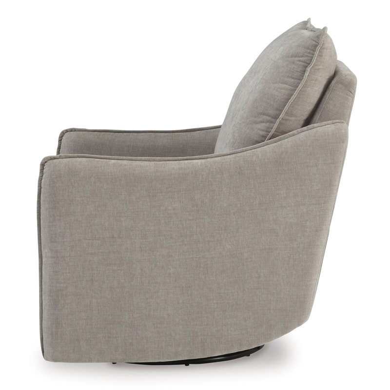 Beige Velvet Swivel Recliner with Metal Base