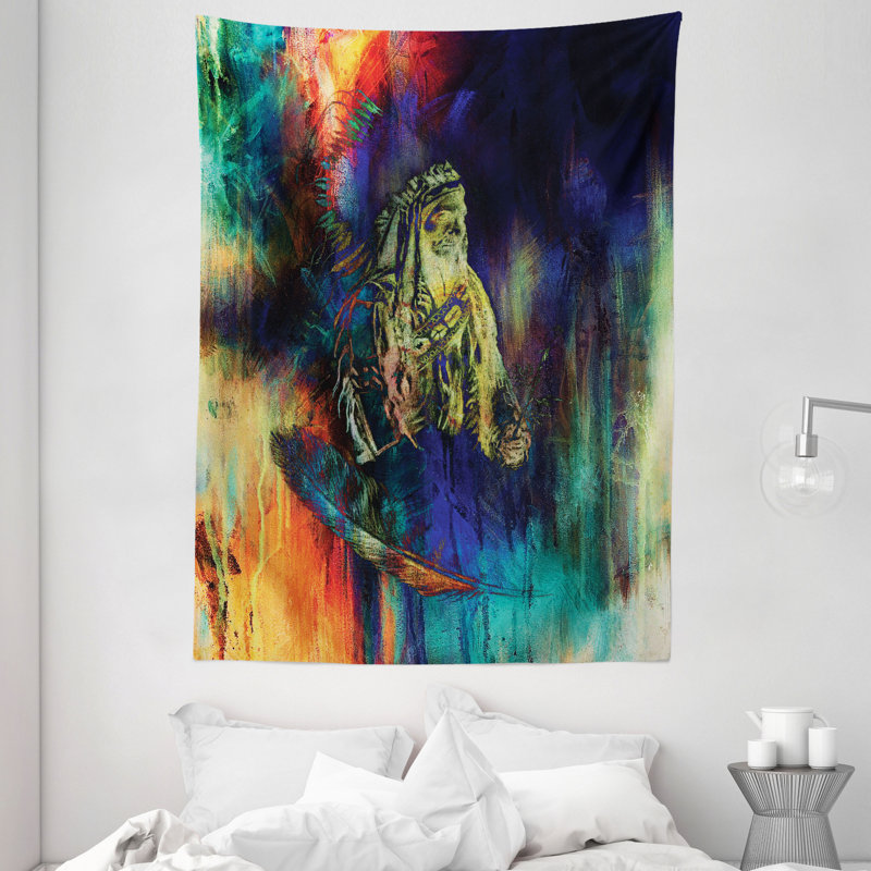 Tapisserie tribale en polyester, H 80 po x l 60 po
