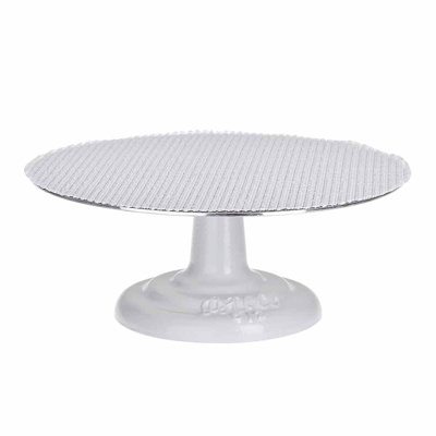 Présentoir à gâteaux en fonte et à coussin antidérapant de 12 po Ateco, blanc