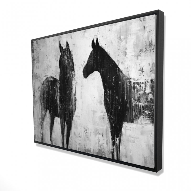 Black And White Horses Print On Canvas