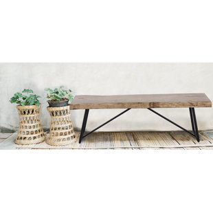  Live Edge Oak Style Bench 