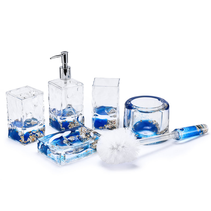 Ensemble d'accessoires de salle de bain en acrylique 3D liquide 5 pièces