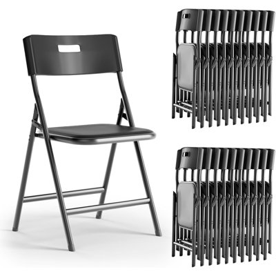 Heavy-Duty Commercial Folding Chairs, 330lbs Capacity, Stackable Plastic for Indoor/Outdoor Use, Black (20-Pack)