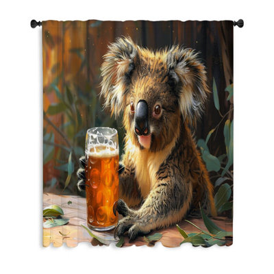 Koala With Beer Sheer Curtain Single Panel