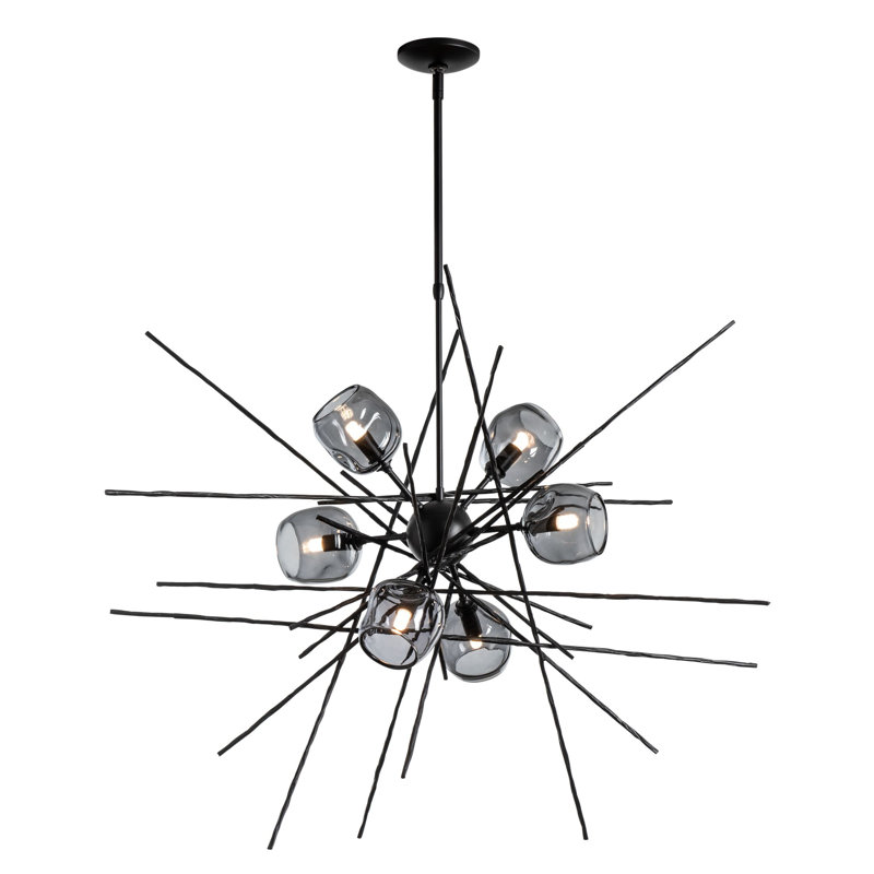 Griffin 6 - Light Chandelier, Cool Gray, 56.6" H x 39.2" W x 38.8" D, Black