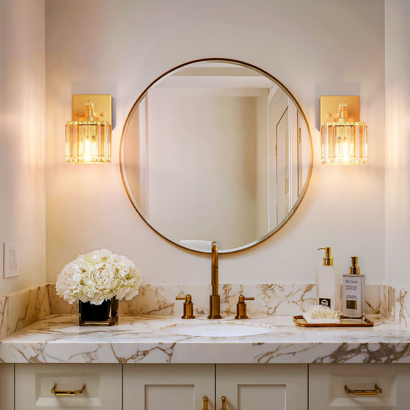 Dimmable Vanity Light with Crystal Glass Shade