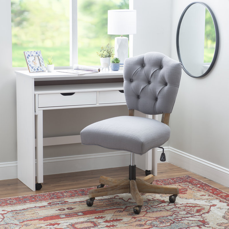 Asfia Adjustable Swivel Tufted Upholstered Task Chair, Gray