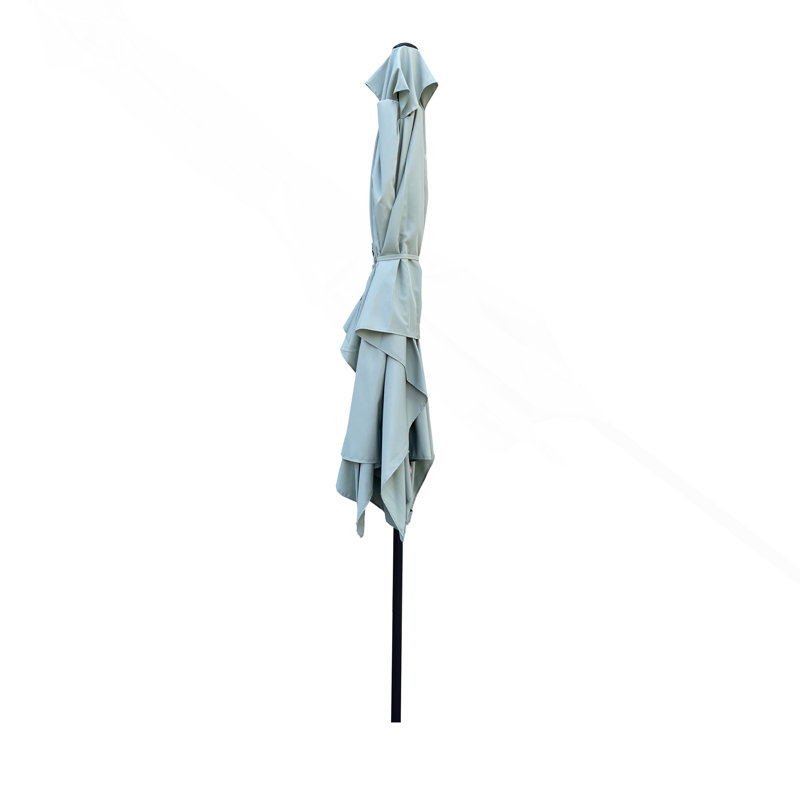 Parasol d'extérieur imperméable 6 x 9 pi avec manivelle et bouton poussoir inclinable sans rabat, Vert