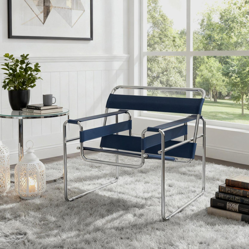 Fauteuil d'appoint Danta, Cuir bleu selle