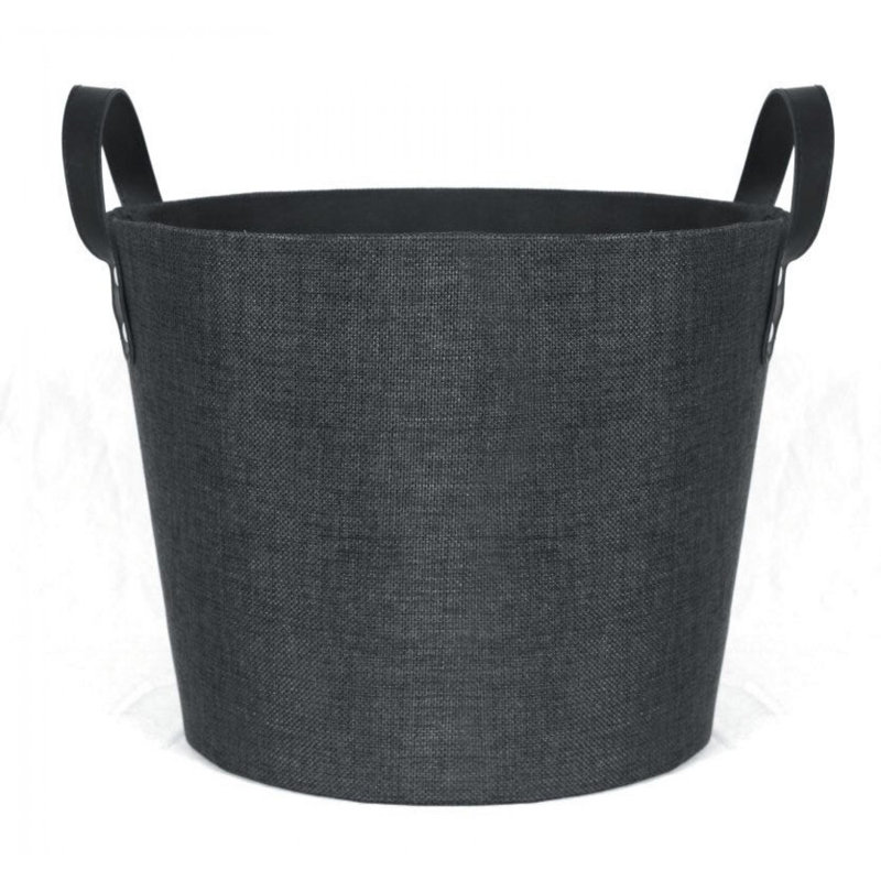 Tissu avec panier en similicuir, Noir, noir, noir, noir, H 9 po x l 12 po x P 12 po