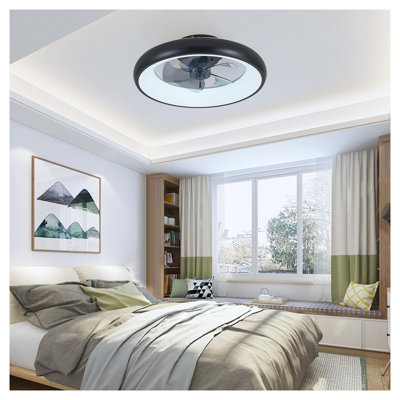 Ventilateur de plafond moderne à DEL 20 po avec lumière - lumière encastrée à intensité variable avec télécommande et contrôle d'application, moteur à courant continu silencieux pour le salon de la chambre à coucher
