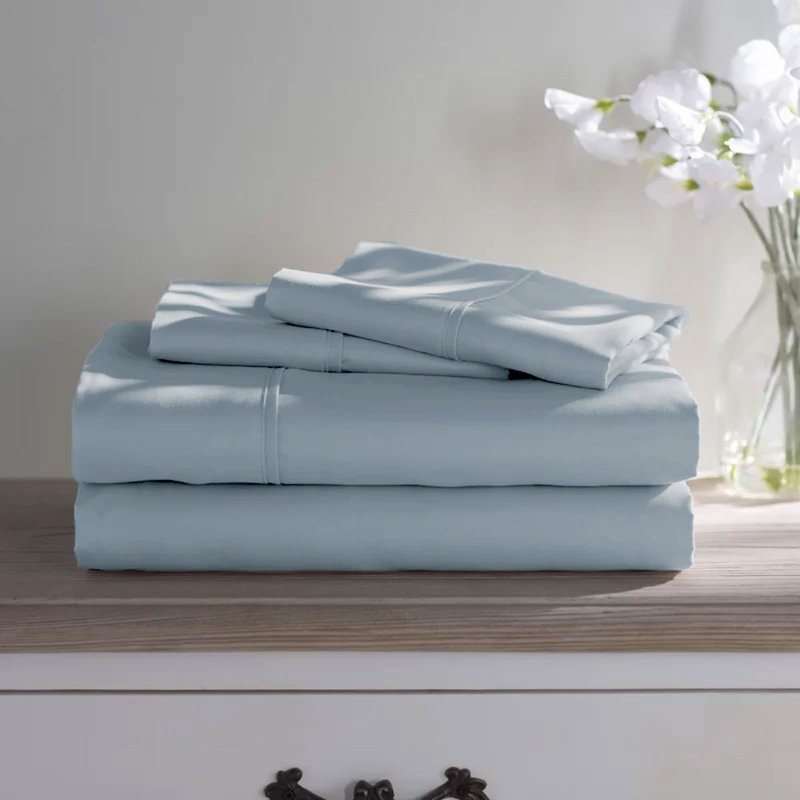 Ensemble de draps en microfibre douce 1800 Series Wayfair Basics®, Brume bleue