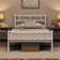 Minimalist Metal Slatted Bed Platform with Arrow Design Headboard