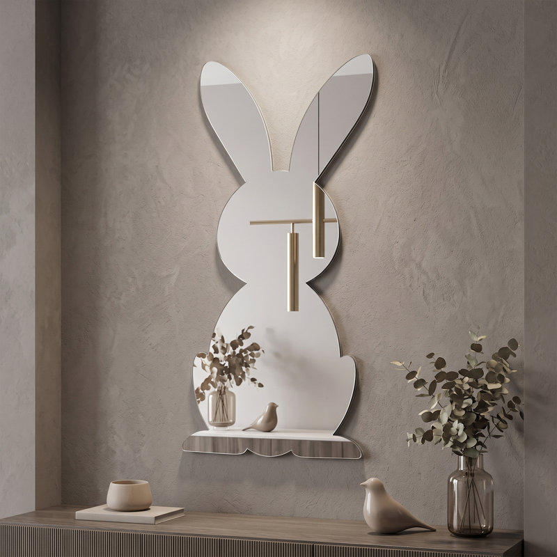 Miroir d'appoint Playful Bunny, H 19,7 po x l 9,4 po, Argent