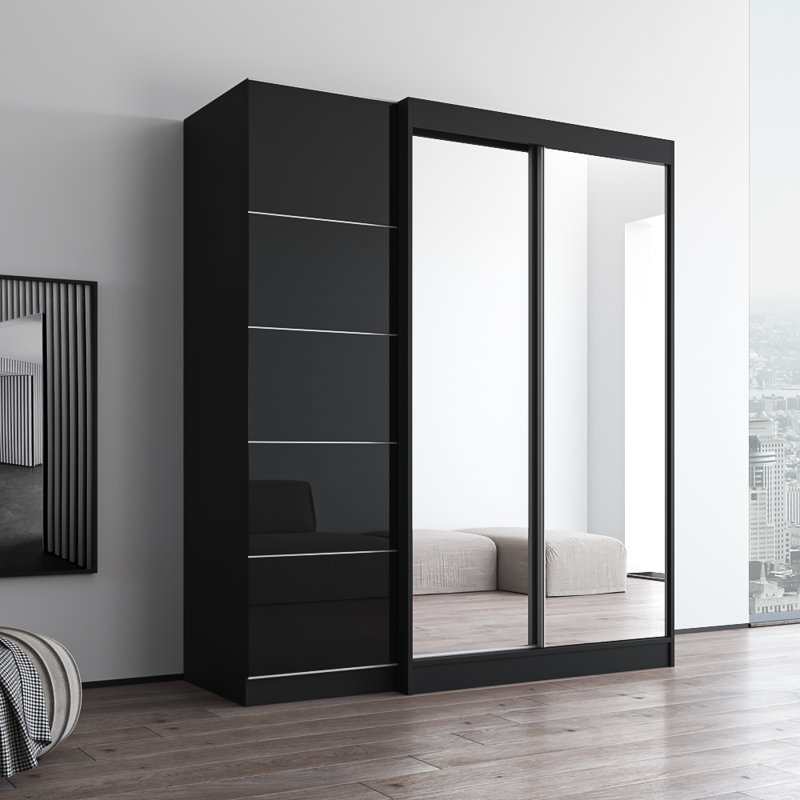 Armoire 68,9 "avec 2 miroirs Aria 68,9", H 79 po x l 69 po x P 26 po, Noir