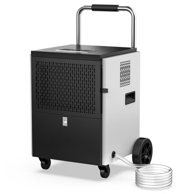 100 pt Déshumidificateur commercial 1500 pieds carrés noir avec seau, déshumidificateur industriel à boyau