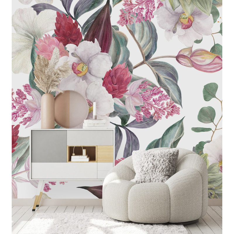 Floral Wall Mural, 8.33' W x 8.33' L