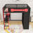 Modern Wood Loft Bed with Built-in Desk, Shelving, and USB Ports-1130042597