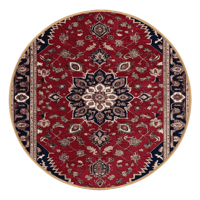 Machine Washable Persian Brown Area Rug, Round 3'