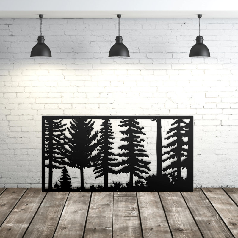 Panneau d'intimité en aluminium découpé au laser Forest, H 30 po x l 60 po x P 0,12 po