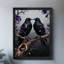Art encadré noir, deux bisous de corbeaux et de fleurs, art mural de style rétro-523747493
