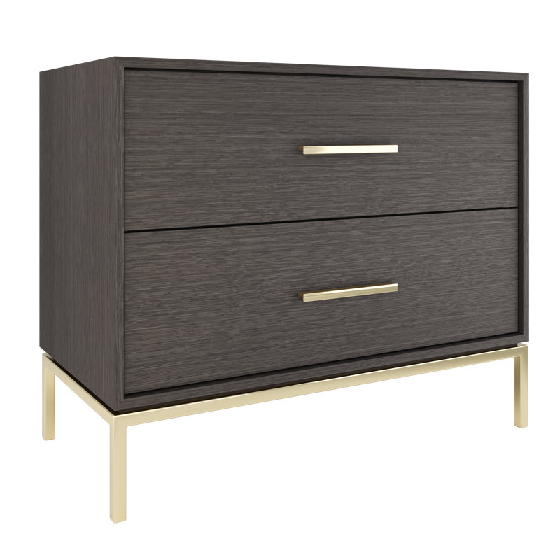 Rift White Oak Two-Drawer Single Bath Vanity, Gray Weathered, Satin Gold, 42"