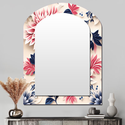 Miroir décoratif asymétrique floral bleu, rose et blanc