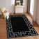 Nico Black Geometric Area Rug: Modern Greek Key Border, Washable, Low-Pile, High-Traffic Carpet Rug